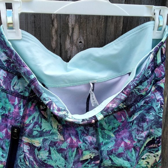 Lululemon print leggings mesh inserts zip pockets - Picture 7 of 8